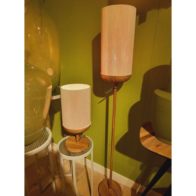 Light en Living Tafellamp Ø22,5x50 cm DANIA hout print naturel+touw crèmeTafellamp Ø22,5x50 cm DANIA hout print naturel+touw crème