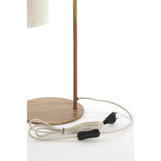Light en Living Tafellamp 26x20x59,5 cm DONIO hout print naturel+touw crème