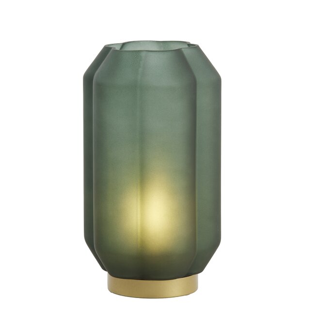 Light en Living Tafellamp LED Ø15x27 cm YVIAS glas mat donker groen+goud
