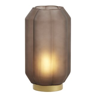 Light en Living Tafellamp LED Ø15x27 cm YVIAS glas mat donker bruin+goud