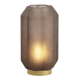 Light & Living Tafellamp LED Ø15x27 cm YVIAS glas mat donker bruin+goud