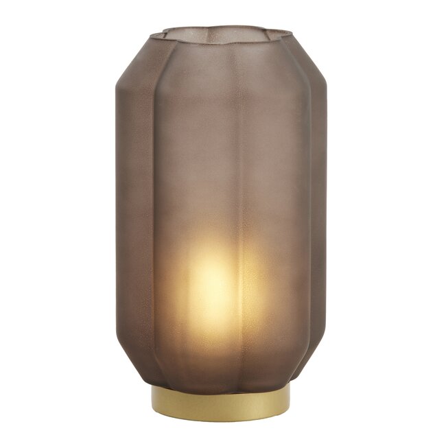 Light & Living Tafellamp LED Ø15x27 cm YVIAS glas mat donker bruin+goud