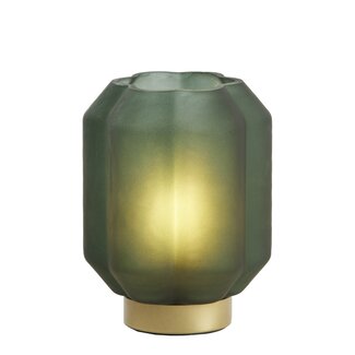 Light en Living Tafellamp LED Ø13x16,5 cm YVIAS glas mat donker groen+goud