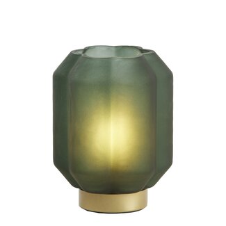 Light & Living Tafellamp LED Ø13x16,5 cm YVIAS glas mat donker groen+goud