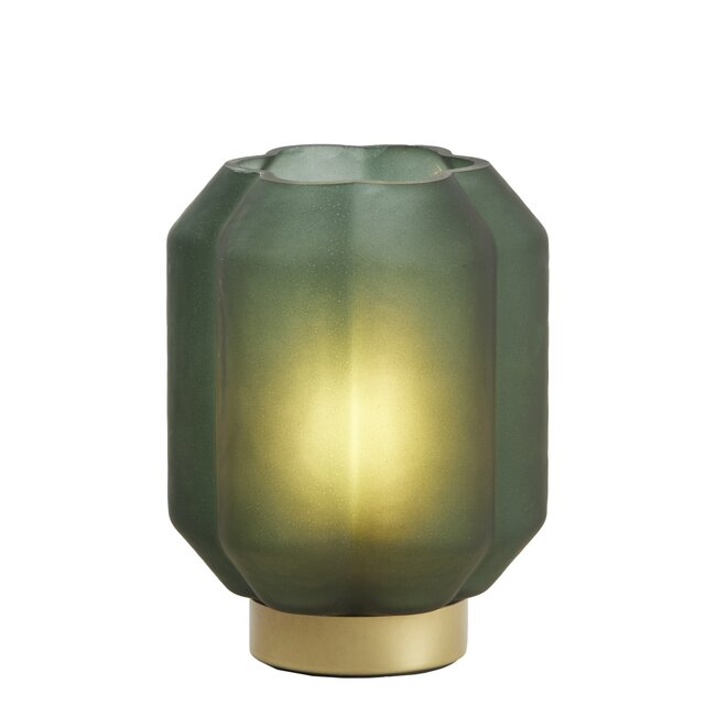 Light en Living Tafellamp LED Ø13x16,5 cm YVIAS glas mat donker groen+goud