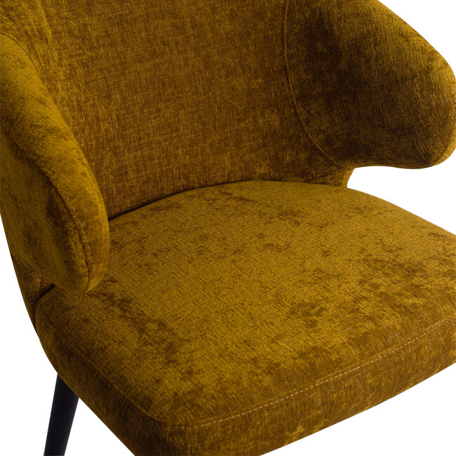 PTMD Eettafelstoel Fiori geel met houten poten