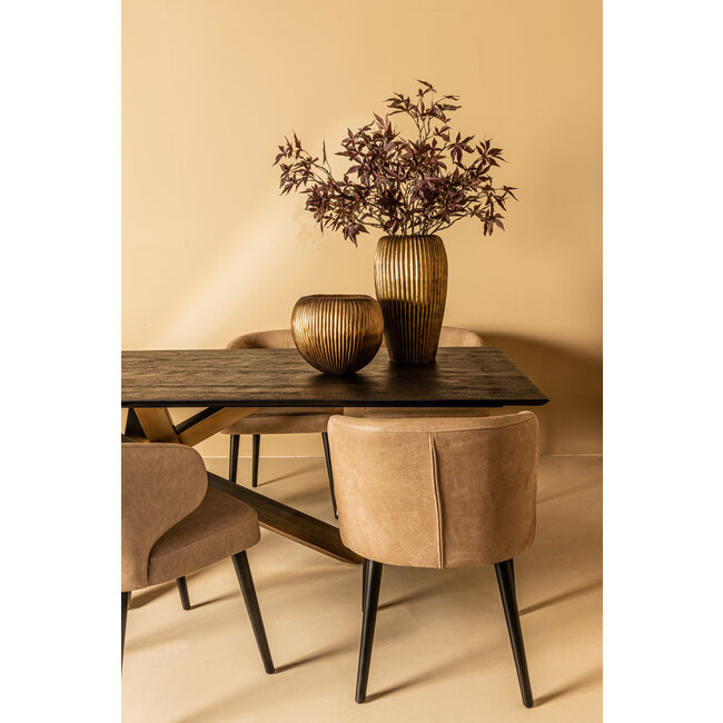 PTMD Eettafelstoel Fiori taupe terraleer met houten poten