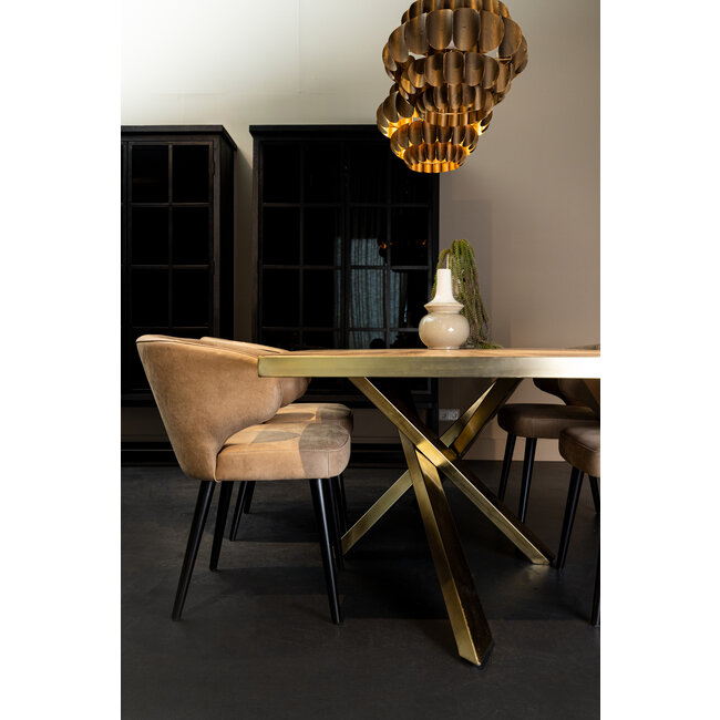 PTMD Eettafelstoel Fiori taupe terraleer met houten poten