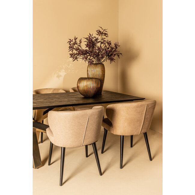 PTMD Eettafelstoel Fiori taupe terraleer met houten poten