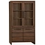 WoonMax Vitrinekast Sheffield Dark Almond - 2 glazen deuren en 2 dichte deuren