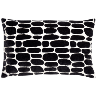 WOOOD Exclusive Anwar Kussen Met Velvet Quilt Dessin Off White/zwart 40x60cm