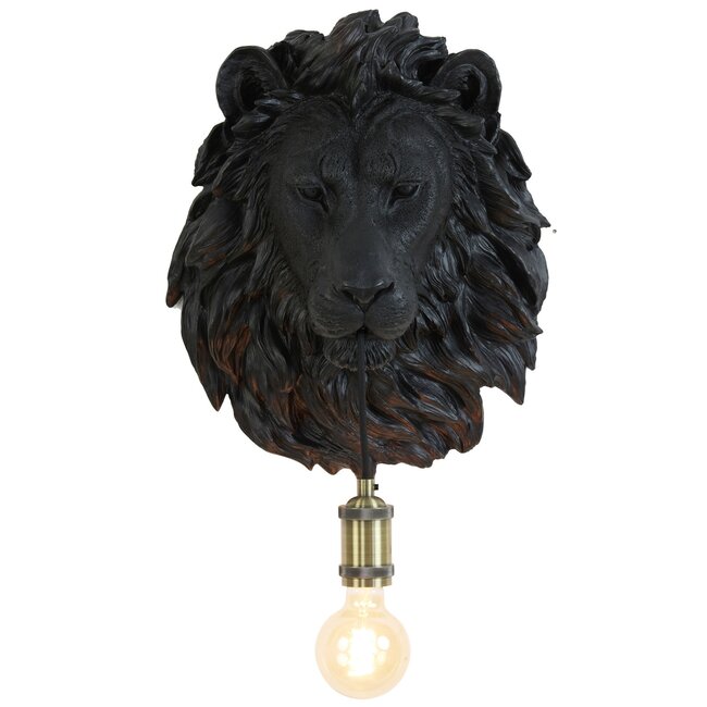 Light en Living Wandlamp 33,5x19x40,5 cm LION mat  zwart