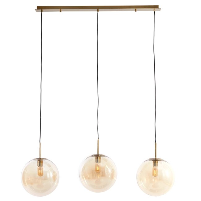 Light & Living Hanglamp 3L 120x30x30 cm MEDINA glas amber+goud