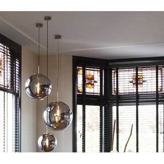 Light en Living Hanglamp MEDINA antiek  brons+glas smoke - 2 maten