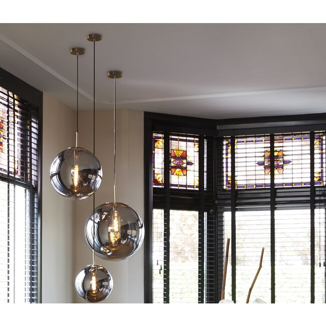 Light en Living Hanglamp MEDINA antiek  brons+glas smoke 2 maten