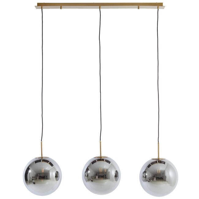 Light en Living Hanglamp 3L 120x30x30 cm MEDINA glas  smoke+goud