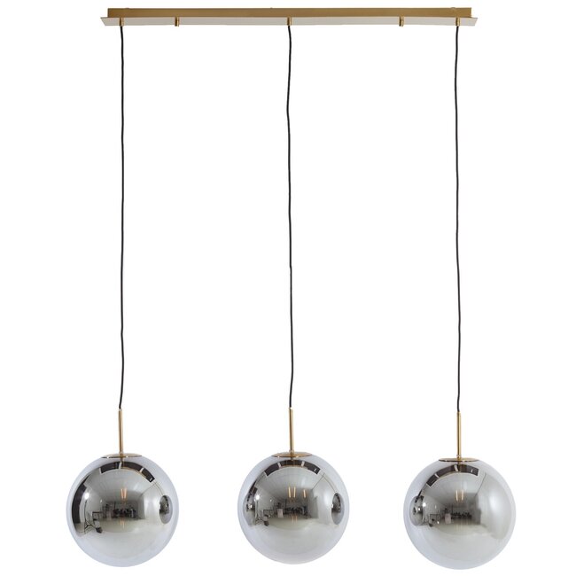 Light & Living Hanglamp 3L 120x30x30 cm MEDINA glas  smoke+goud