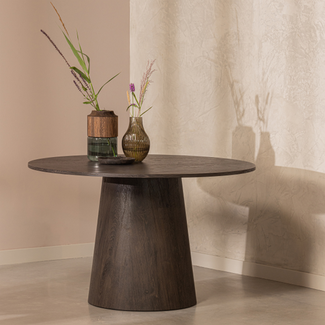 Woood Maan Eettafel Rond Mdf Donkerbruin Ø 120cm