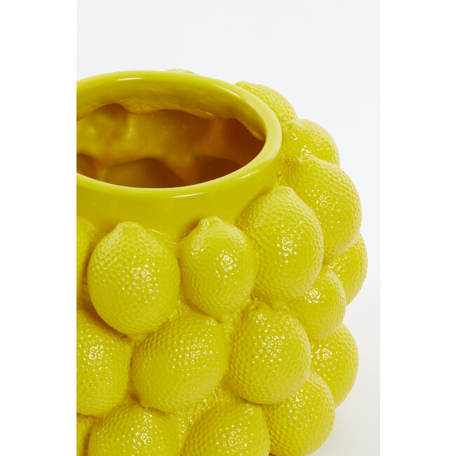 Light en Living Vaas deco Ø24,5x18 cm LEMON geel