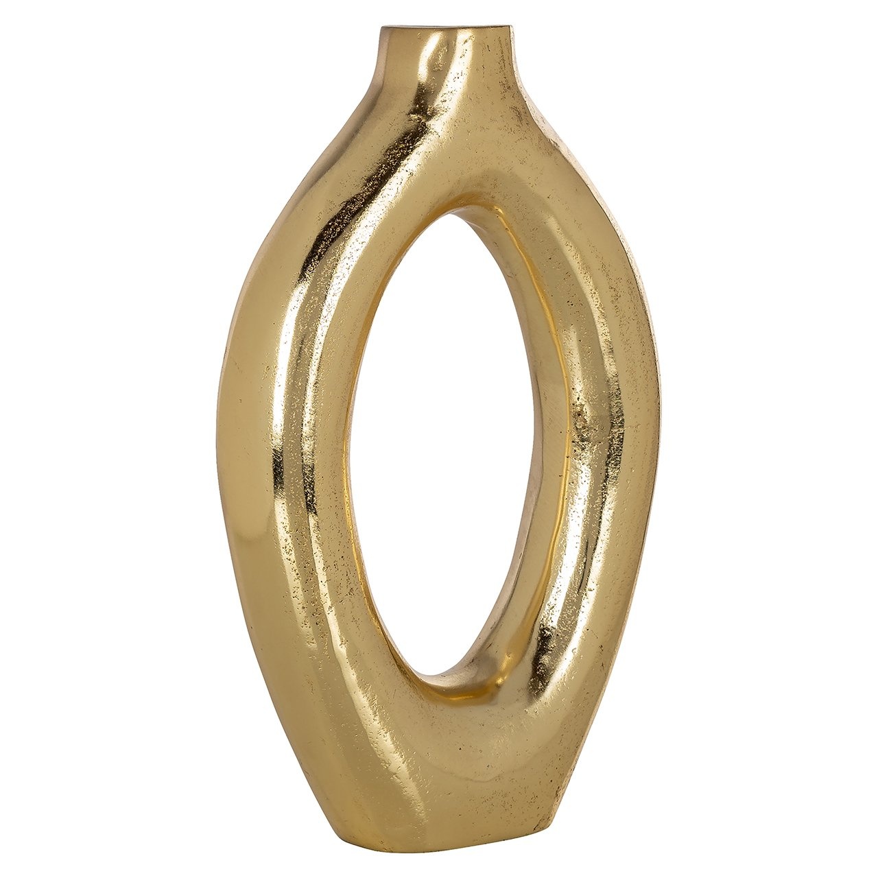 Wohnling decoratieve vaas groot BOWL aluminium modern met 1 opening, hoge aluminium bloemenvaas handgemaakt, grote decoratieve vaas voor bloemen zilver