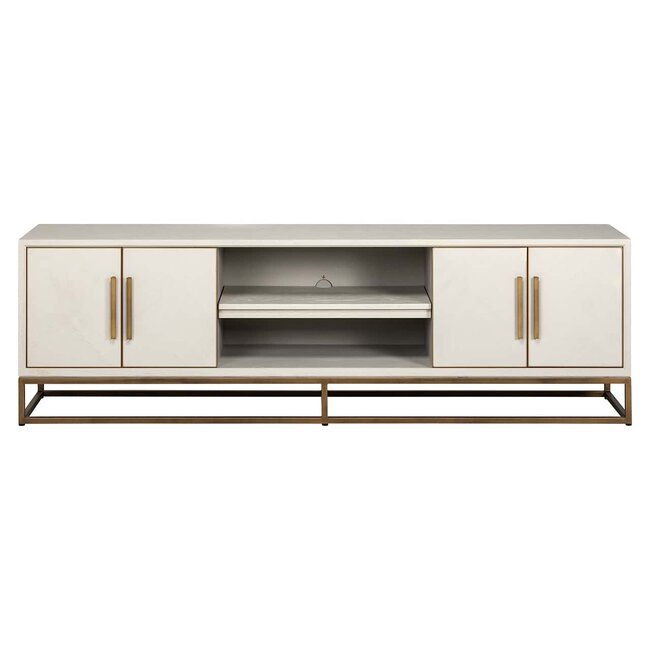 Richmond Interiors  TV-meubel Whitebone brass 4-deuren 200 (Verona Grey)