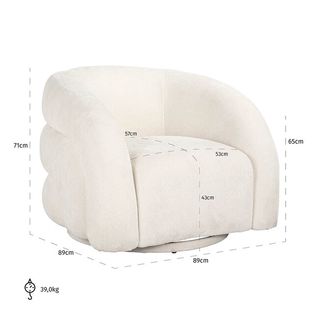Richmond Interiors  Draaifauteuil Arcus unicorn white