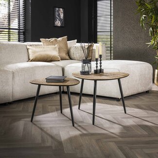 WoonStijl Salontafel set van 2 driehoekig metallic brons antiek