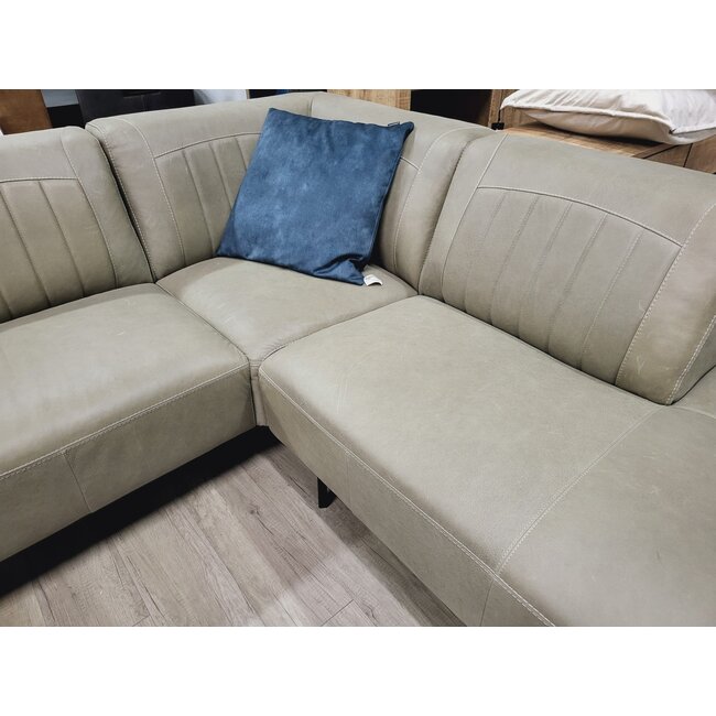 WoonMax Lederen bank Power B2 hoekbank leer Souplesse Olijfgroen