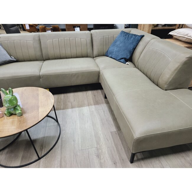 WoonMax Lederen bank Power B2 hoekbank leer Souplesse Olijfgroen