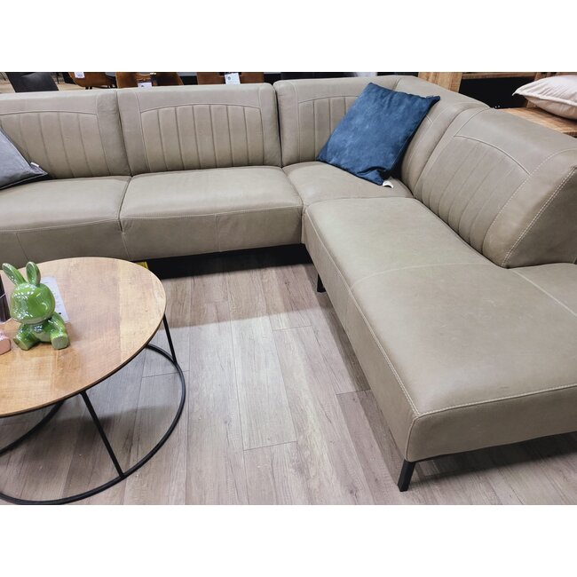 WoonMax Lederen bank Power B2 hoekbank leer Souplesse Olijfgroen