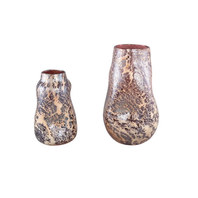PTMD Vaas Xamery rood dik glas vase bubble waves L