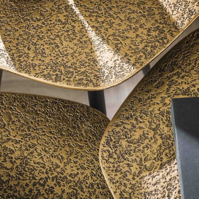 WoonStijl Salontafel set van 3 point metallic brons antiek