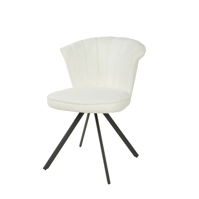 WoonStijl Eettafelstoel halfronde rug spring boucle wit - Set van 2 stoelen