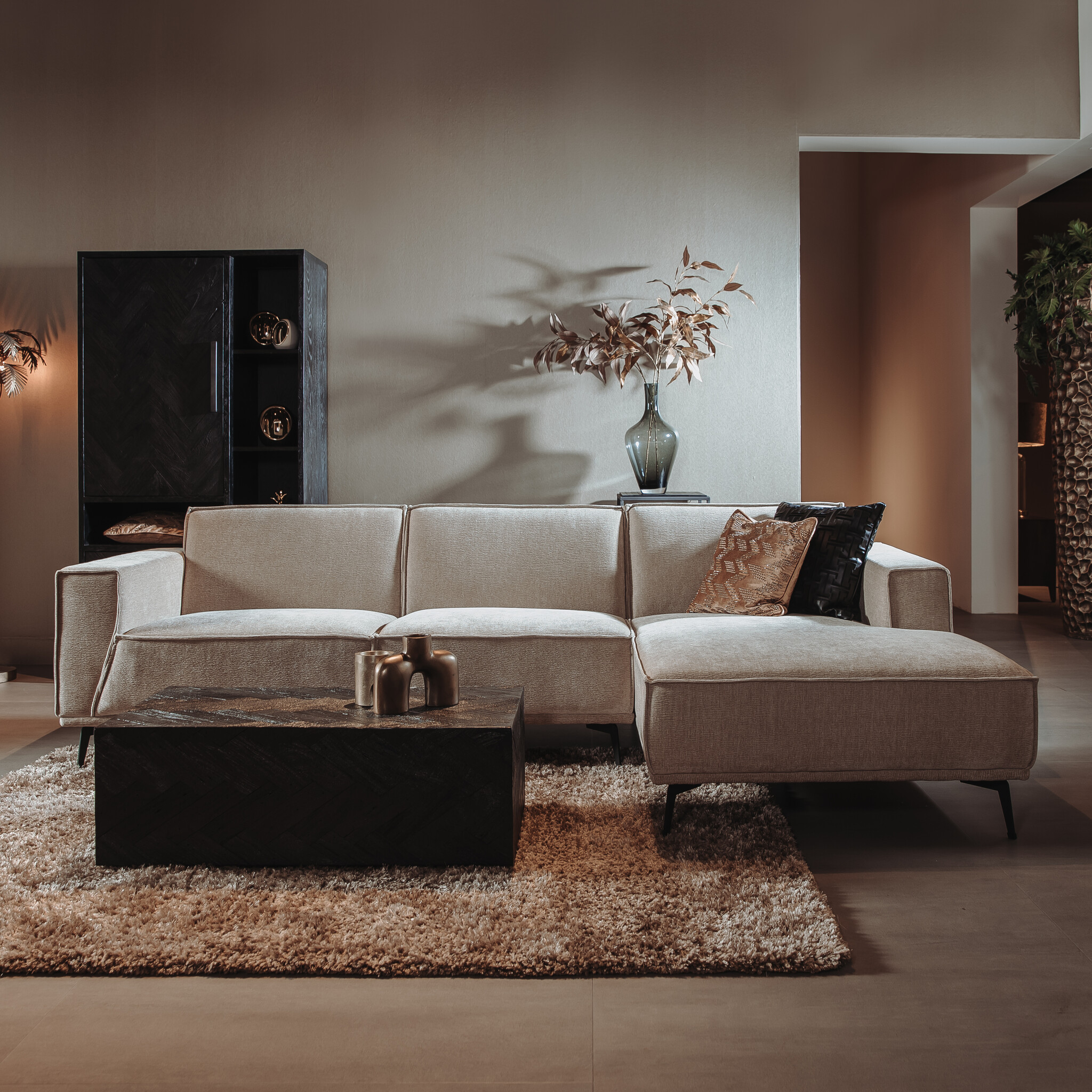 Bank Leeds 2,5 zits + chaise longue Rechts Gratis De