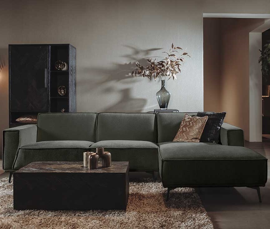 Bank Leeds 2,5 zits + chaise longue Rechts City 355 Bottle green