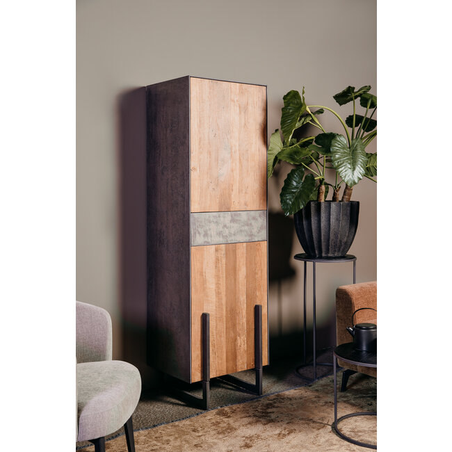 Tower Living Hoge kast Ora teak 2 deurs en 1 lade