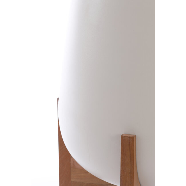 Light en Living Pot deco op voet Ø44x53 cm KARUNA hout+mat crème