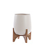 Light en Living Pot deco op voet Ø44x53 cm KARUNA hout+mat crème