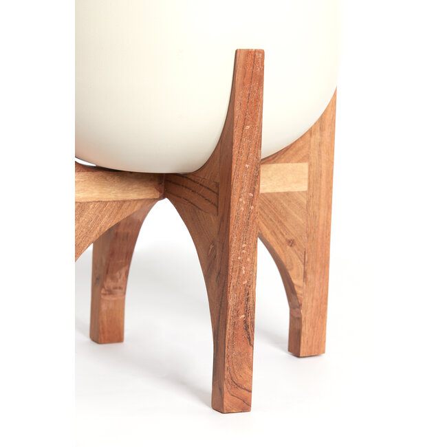 Light en Living Pot deco op voet Ø36x50 cm KARUNA hout+mat crème