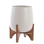 Light en Living Pot deco op voet Ø44x53 cm KARUNA hout+mat crème