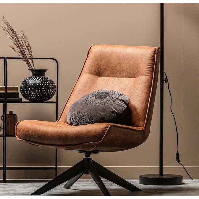 Woood Skyler Draaifauteuil Kunstleer Cognac