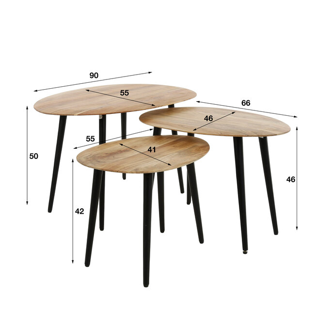 WoonStijl Salontafel set van 3 Acacia organisch