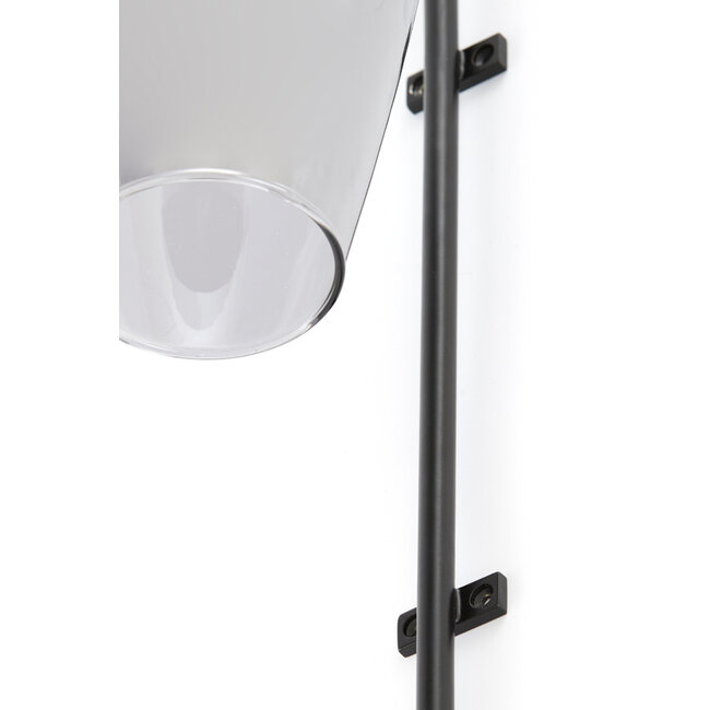 Light en Living Wandlamp 28x20x65 cm LUKARO glas smoke+mat zwart
