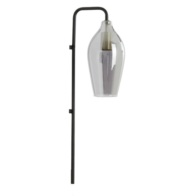 Light en Living Wandlamp 28x20x65 cm LUKARO glas smoke+mat zwart