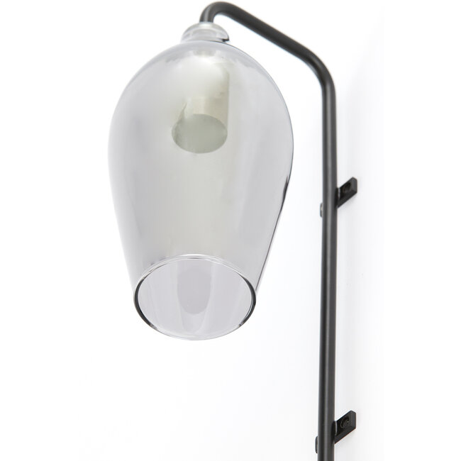Light en Living Wandlamp 28x20x65 cm LUKARO glas smoke+mat zwart