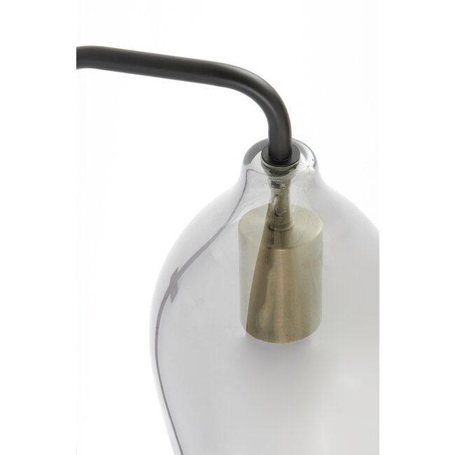 Light en Living Wandlamp 28x20x65 cm LUKARO glas smoke+mat zwart