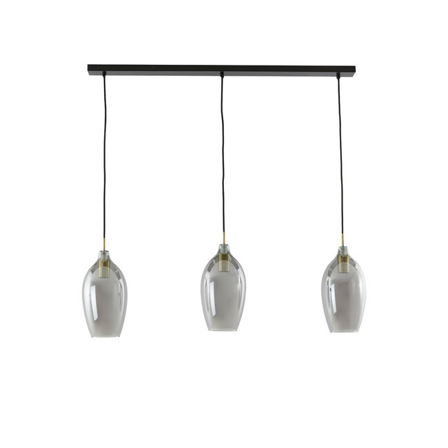 Light en Living Hanglamp 3L 100x16,5x32 cm LUKARO antiek brons+glas smoke