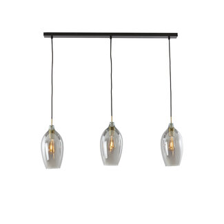 Light en Living Hanglamp 3L 100x16,5x32 cm LUKARO antiek brons+glas smoke Light en Living Hanglamp 3L 100x16,5x32 cm LUKARO antiek brons+glas smoke