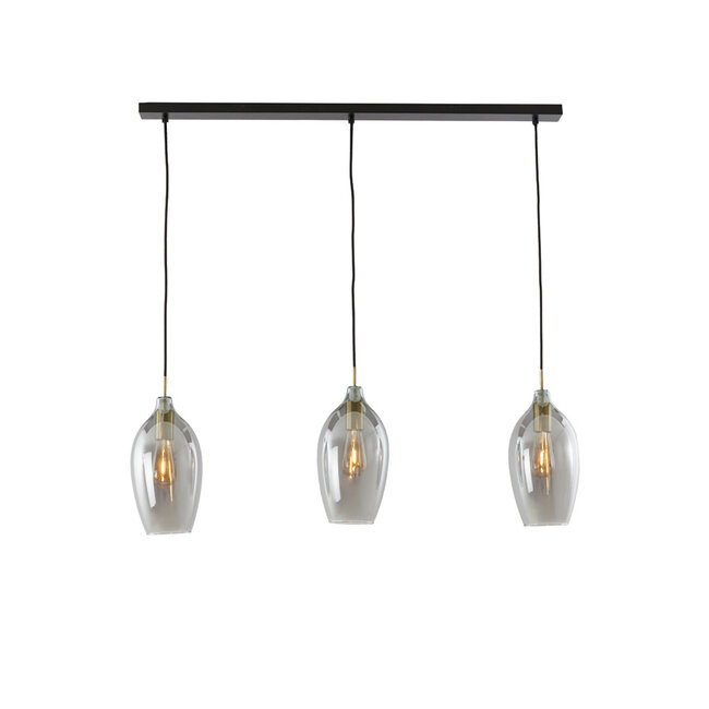 Light en Living Hanglamp 3L 100x16,5x32 cm LUKARO antiek brons+glas smoke