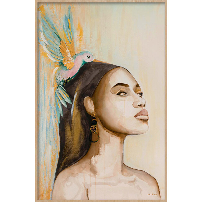 Wandkraft Woman and Hummingbird